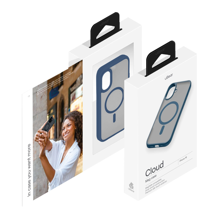 Чехол защитный uBear Cloud Mag Case iPhone 16, силк-тач, темно-синий